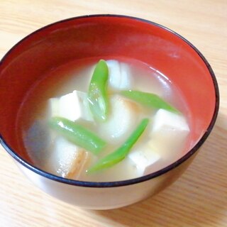 豆腐といんげんと麩の中華スープ